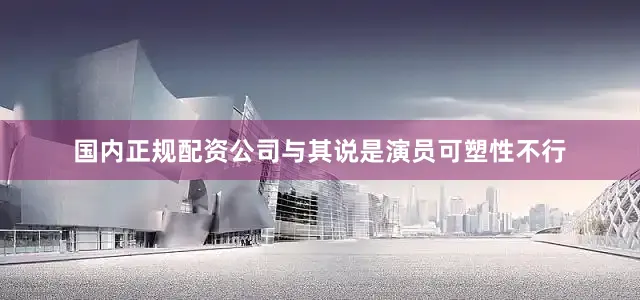 国内正规配资公司与其说是演员可塑性不行